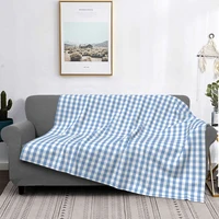 classic pale blue pastel gingham blanket bedspread bed plaid throw sofa blanket blanket hoodie beach towel luxury