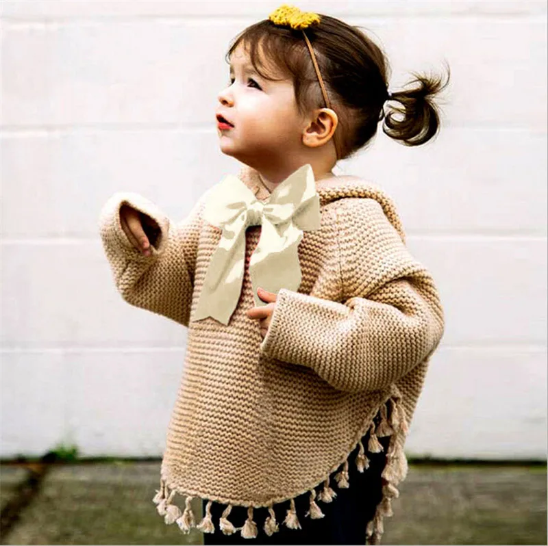 Однотонные свитера pudcoco для младенцев милое пальто с капюшоном и бантом теплая