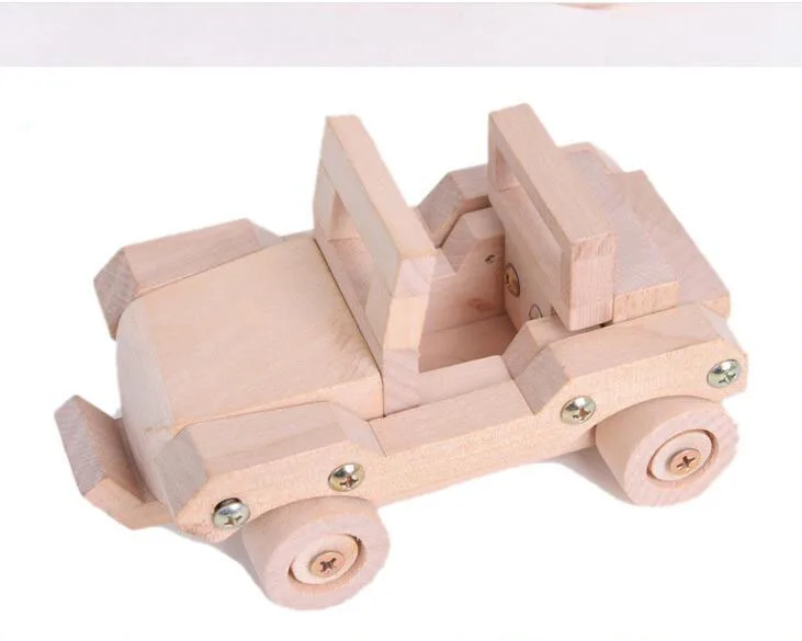 Детский деревянный тоннель блоки автомобиля/diy части Автопогрузчик Танк самолет с дрелью мальчик обучающая игрушка - Цвет: car