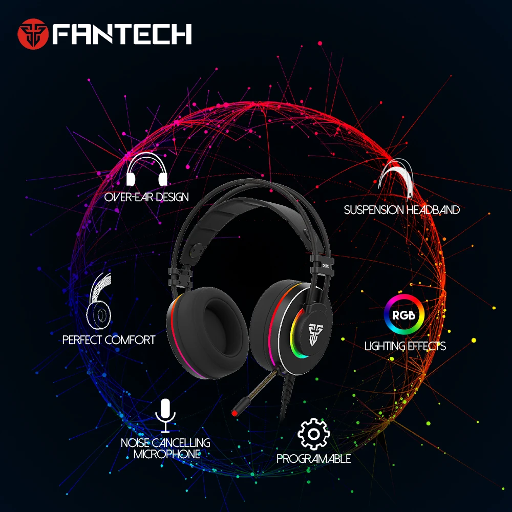 Наушники FANTECH HG23 персонализированные с октаном 7 1 RGB USB проводная игровая