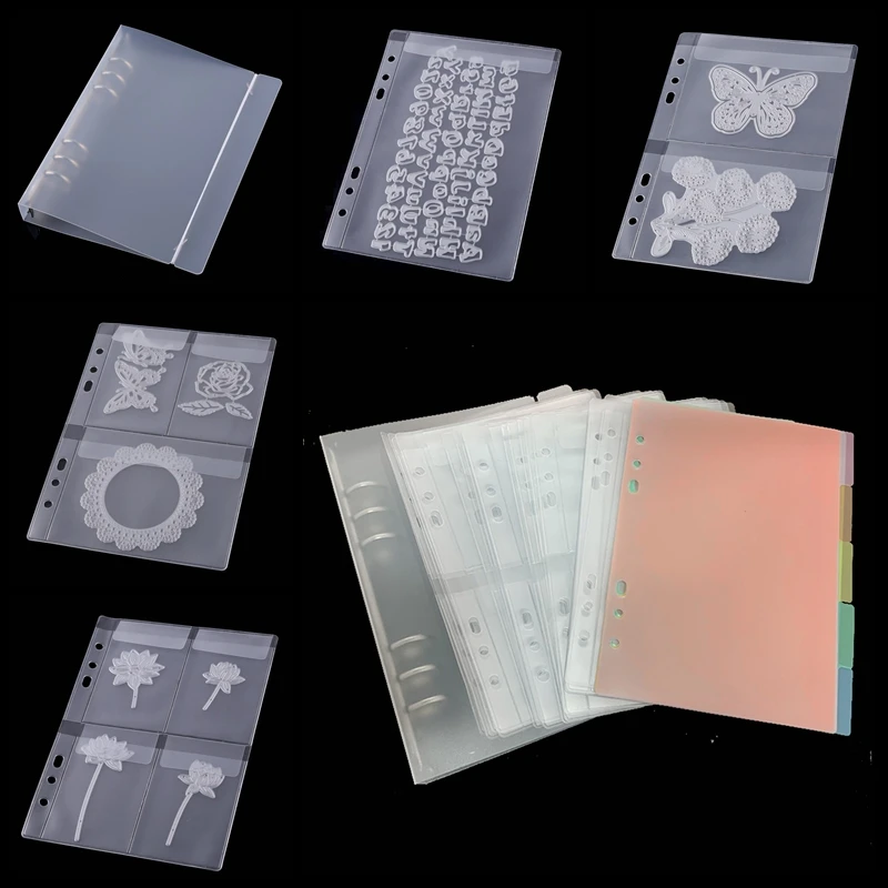 1/2/3/4 Pockets Dies and Stamp Storage Folder Scrapbook Die Cut Storage Binder For Card Documents Photo Postcard Holders