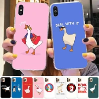 untitled goose game interesting duck game phone case for iphone 13 8 7 6 6s plus x 5s se 2020 xr 11 12mini pro xs max