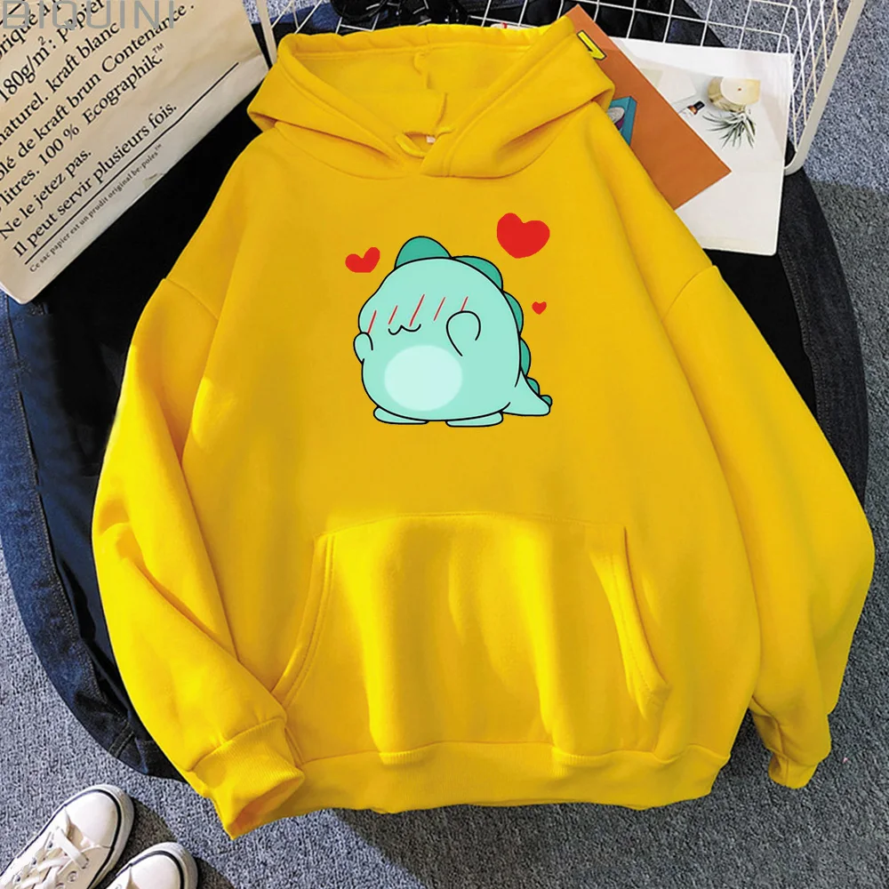 

Loving Shy Dinosaur Print Kawaii Hoodies Wwomen Pink Tops Long Sleeve Clothes Japanese Streetwear Harajuku Casual Students Style