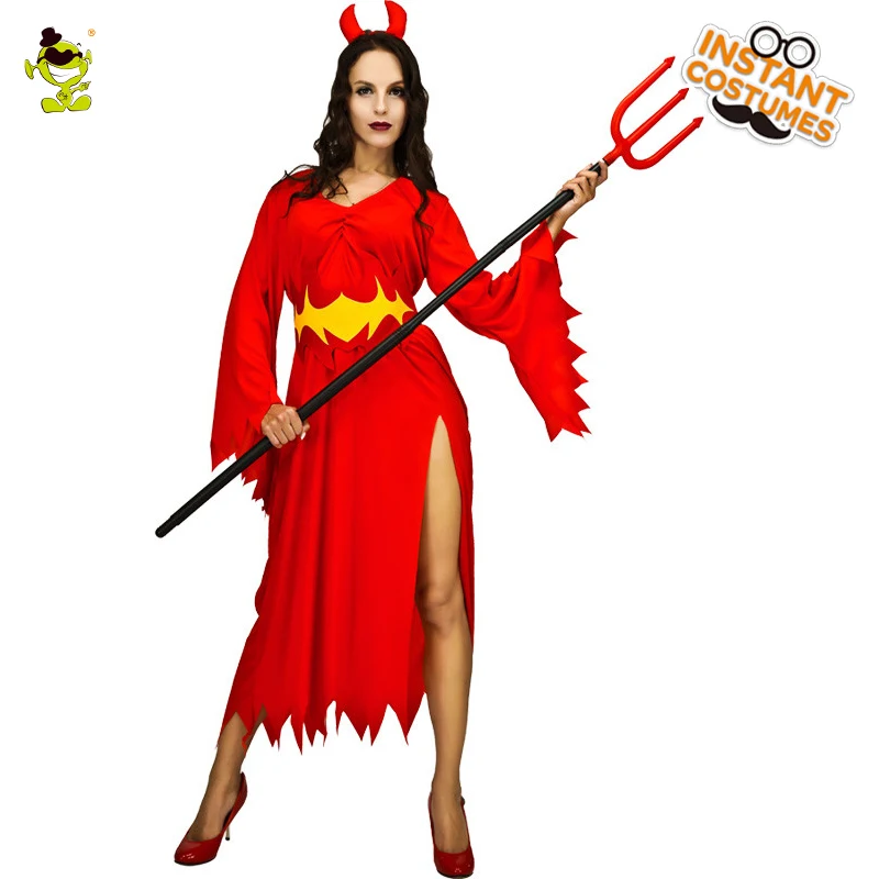 

QLQ Women Sexy Devil Costume Red Evil Costumes Halloween Carnival Party Cosplay Death Queen Fancy Dress Outfits Women Sexy Dress