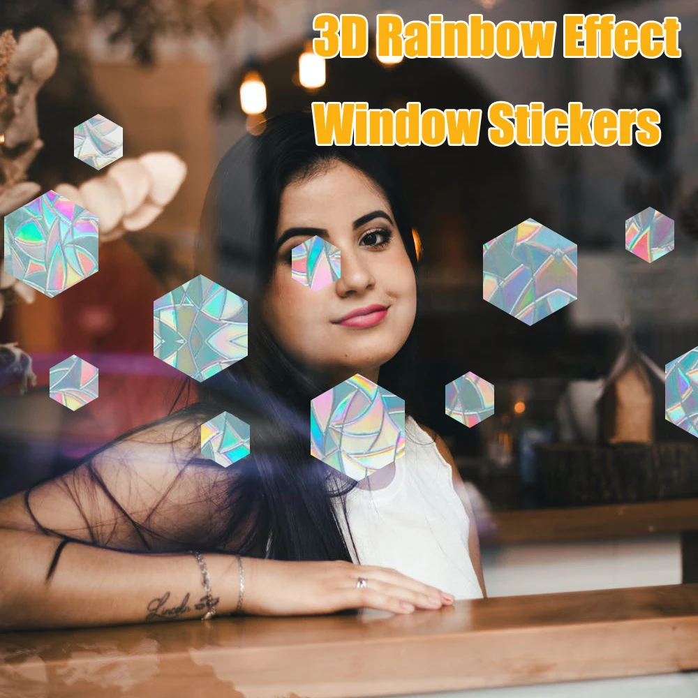 3D радужного эффекта призмы наклейки окна бабочка/звезда/Декор с кошкой дома