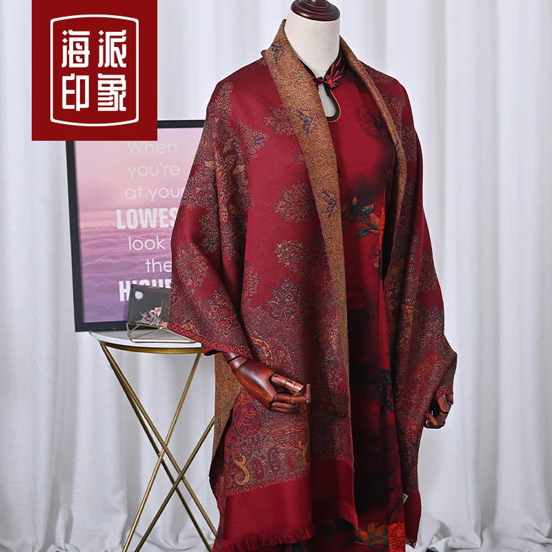 

★style impression silk 100% wool scarves women autumn and winter warm scarves embroidered high-grade neck shawl scarves