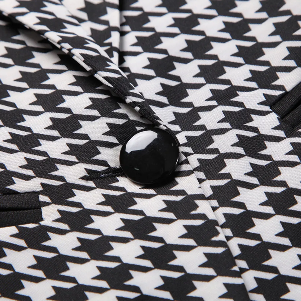 

Vogue Long Sleeve Winter Humper Contrast Slim Fit Small Suit Plaid Women Suit Black Casual BlazerOffice Lady Korean Femme