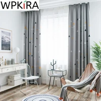 yellow grey triangles embroidered blackout curtain for kids boy bedroom window drapes modern cartoon children sheer tulle zh038h