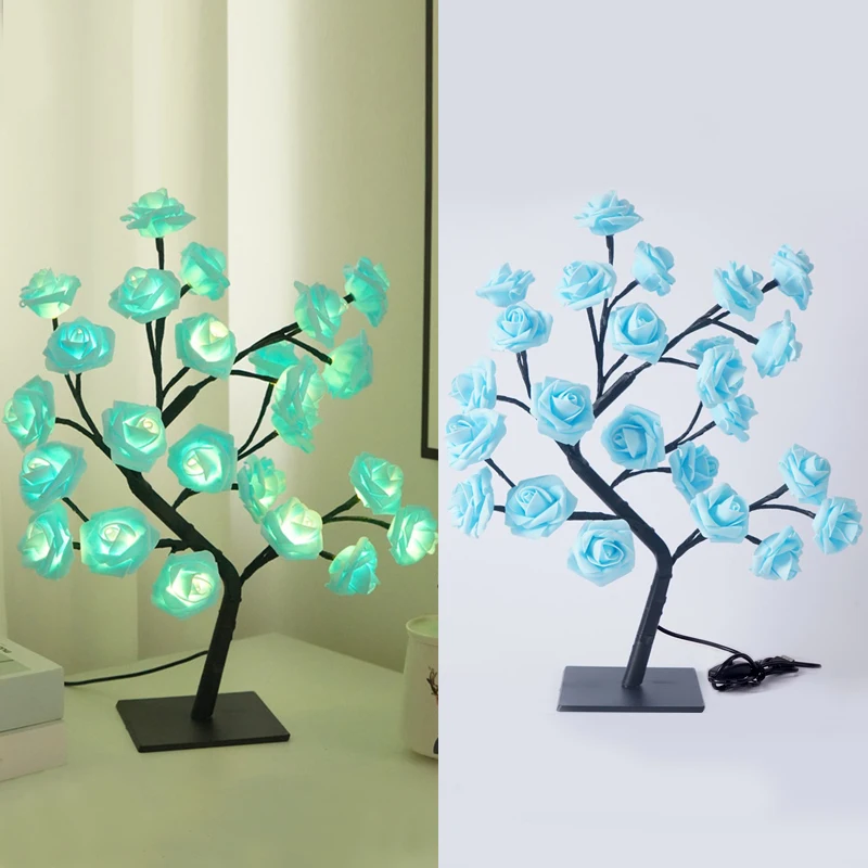 Светодиодная настольная лампа светильник в виде цветка розы дерева Ночной