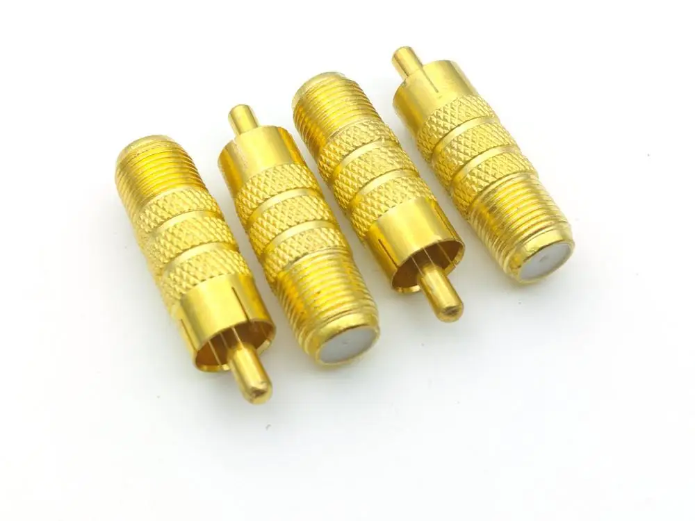 4 шт. с покрытием RCA штекер к F женскому коаксиальному разъему адаптер