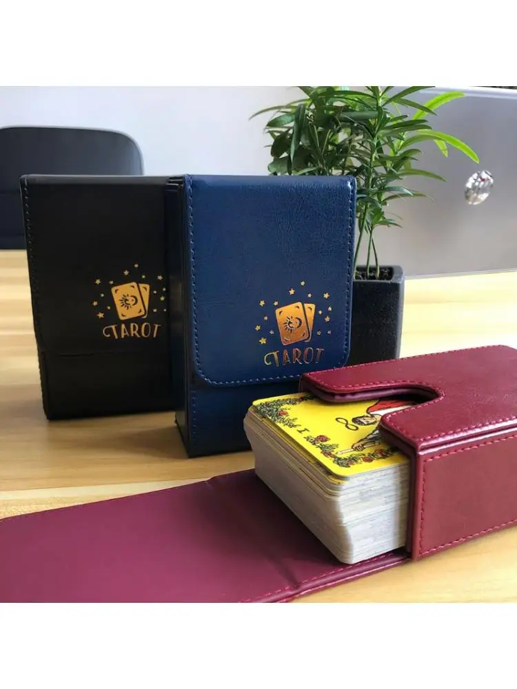 

Capacity Tarot Cards Box PU Leather Tarot Case Container Board Game Competitive Card Box Card Sleeve