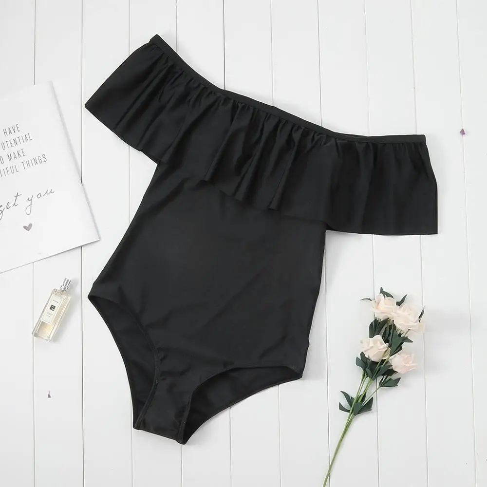 Женский купальник с оборками однотонное бикини и лямкой на шее для беременных