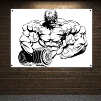 workout bodybuilding banner gym wall decor man muscular body tapestry flag canvas painting strong abdominal poster wall art gift