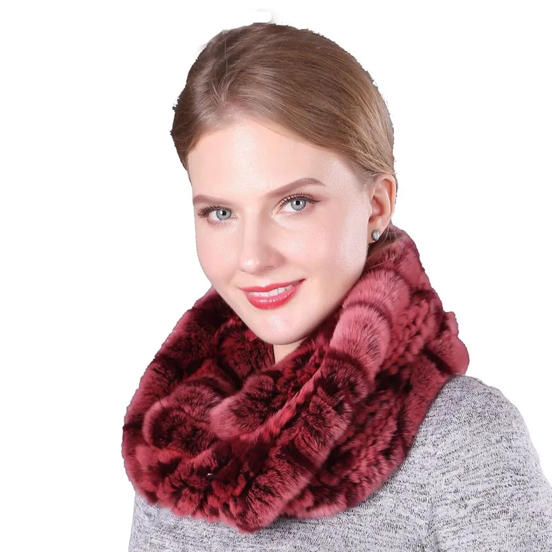 Женский шарф-Кольцо из натурального меха кролика Рекс разные цвета LF21002QX |