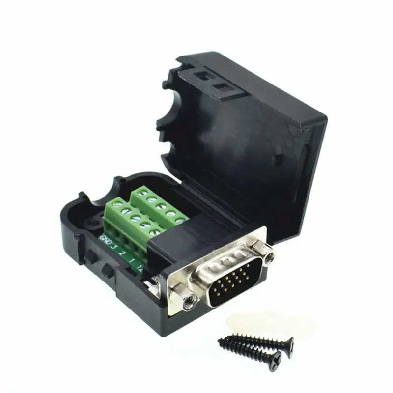 DB15 Мужская гайка адаптер коннектор стандартный разъем VGA с пластиковой крышкой 3 +