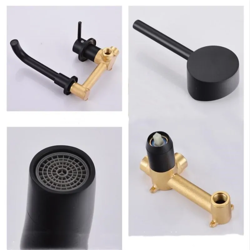 

Bathroom Wall mounted Basin Faucet Cold and Hot Water Taps black White bathroom Water Mixer In-wall tap