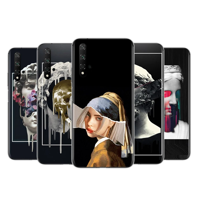 

Plaster Statue David Art Silicone Cover For Honor 9 10 X10 9A 9C 9S 9N 10i 10X 9X Lite Pro 5G Transparent Phone Case