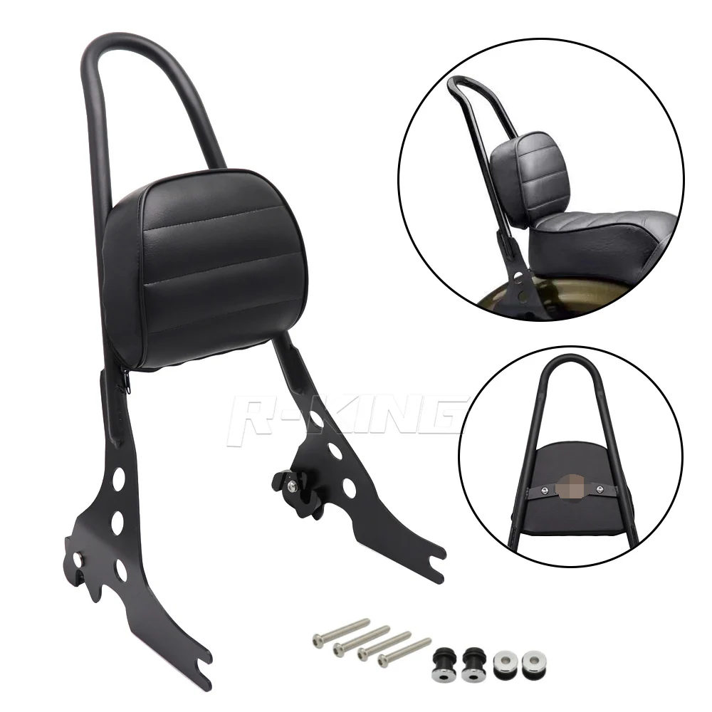 Подушка на спинку мотоцикла черная металлическая Sissy Bar для Harley Sportster XL883 883 1200 48 2004