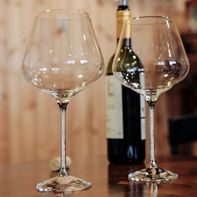 Роскошные Бокалы из золотистого/серебристого хрусталя бокалы для вина с