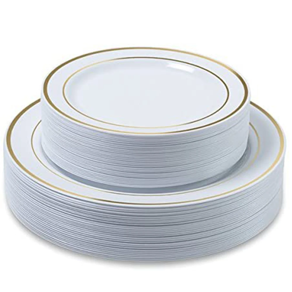 

Disposable Party Tableware 20pcs Plastic 7.5in Salad Plate and 10.25in Dinner Plate Combination Birthday Wedding Party Supplies