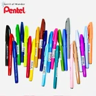 Pentel мягкая ручка сенсорная SES15C Новая цветная волоконная головка ручка щетка ручная учётная запись поздравительная карта цветок художественное слово быстросохнущие пигментные чернила