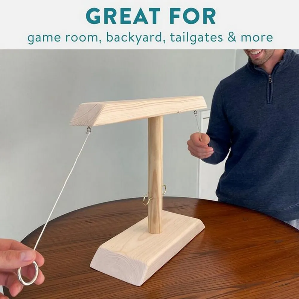 

Ring Games For Adults Handheld Game With Shot Ladder Bundle Wooden Ring Hooks Fast-paced Game For Bars Home Adults Drink Games