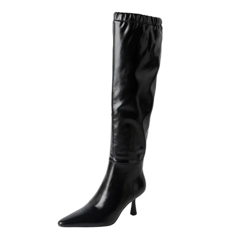 

Женские Плиссированные сапоги до колена, с острым носком