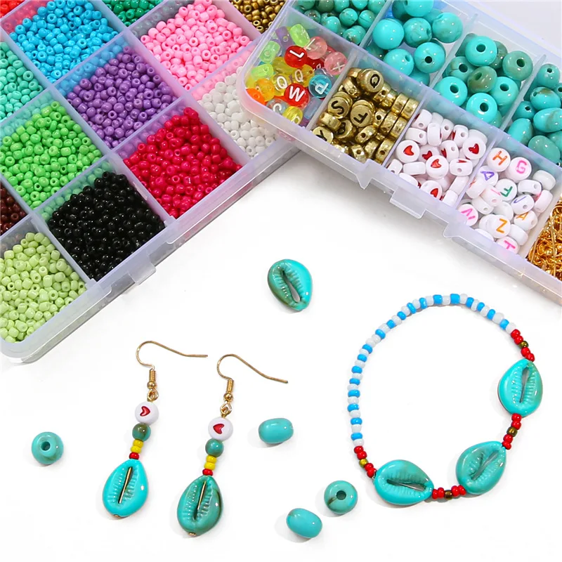 10/15Grid DIY Handmade Beaded Children's Beaded Toys Creative Loose Spacer Beads Bracelet Necklace Jewelry Kit Girl Toy Gift