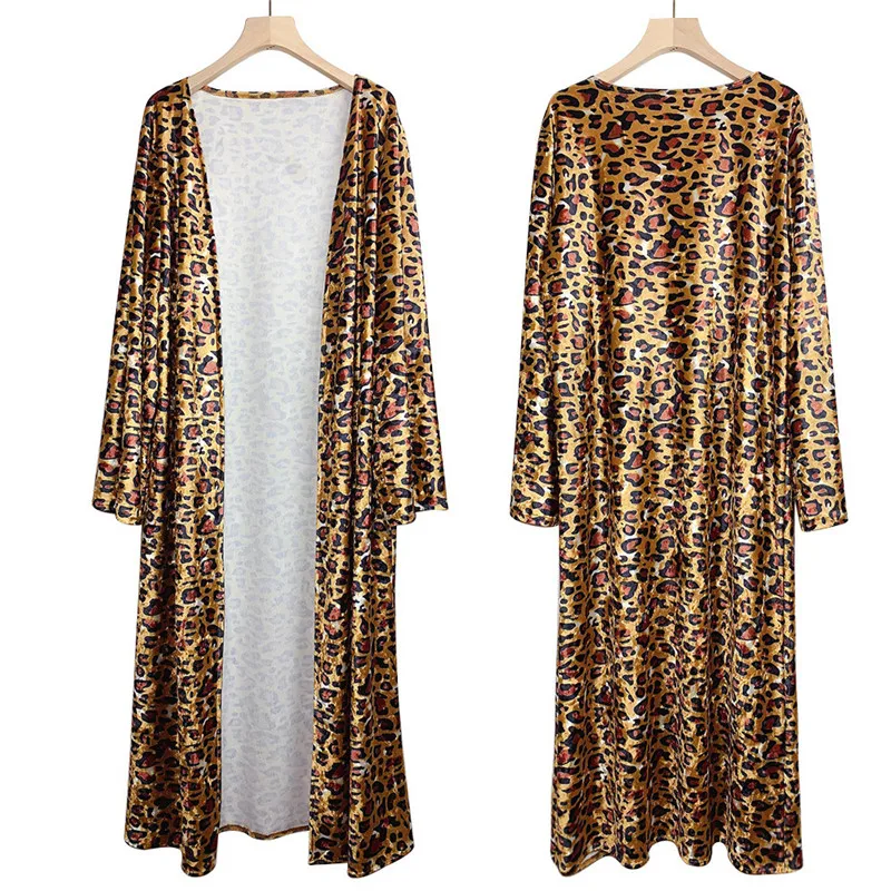 hirigin new fashion Women's Leopard Printed Long Sleeves Cardigan capes female Outwear Coats Winter ladies panchos |