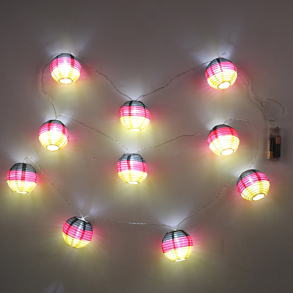 

LED String Lights 10 LED Germany Flag Lantern Pendant Lamp Festival Decor Christmas Tree Decoration for Bedroom Garden Courtyard