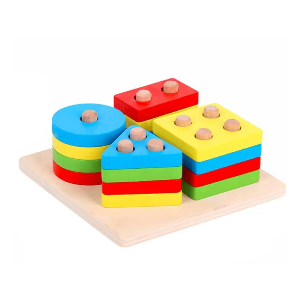 

Игрушки развивающие красочные деревянные геометрические сортировочные доски Монтессори детские развивающие строительные головоломки Де...