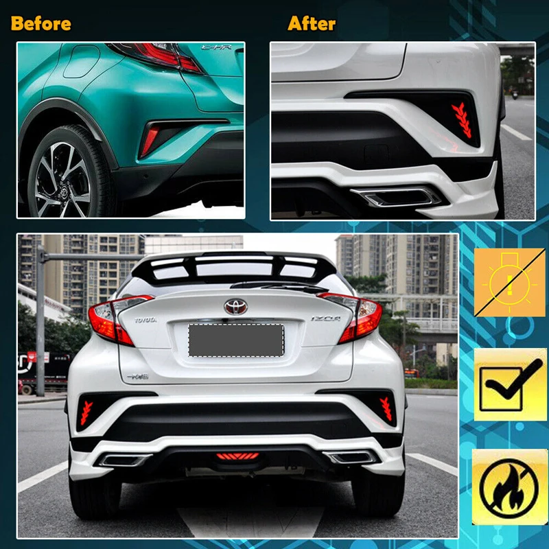 

Gtinthebox 2Pcs 3D Optic Rear Bumper Tail Brake Lights Lamps Kit For 2016-2018 Toyota CHR CH-R
