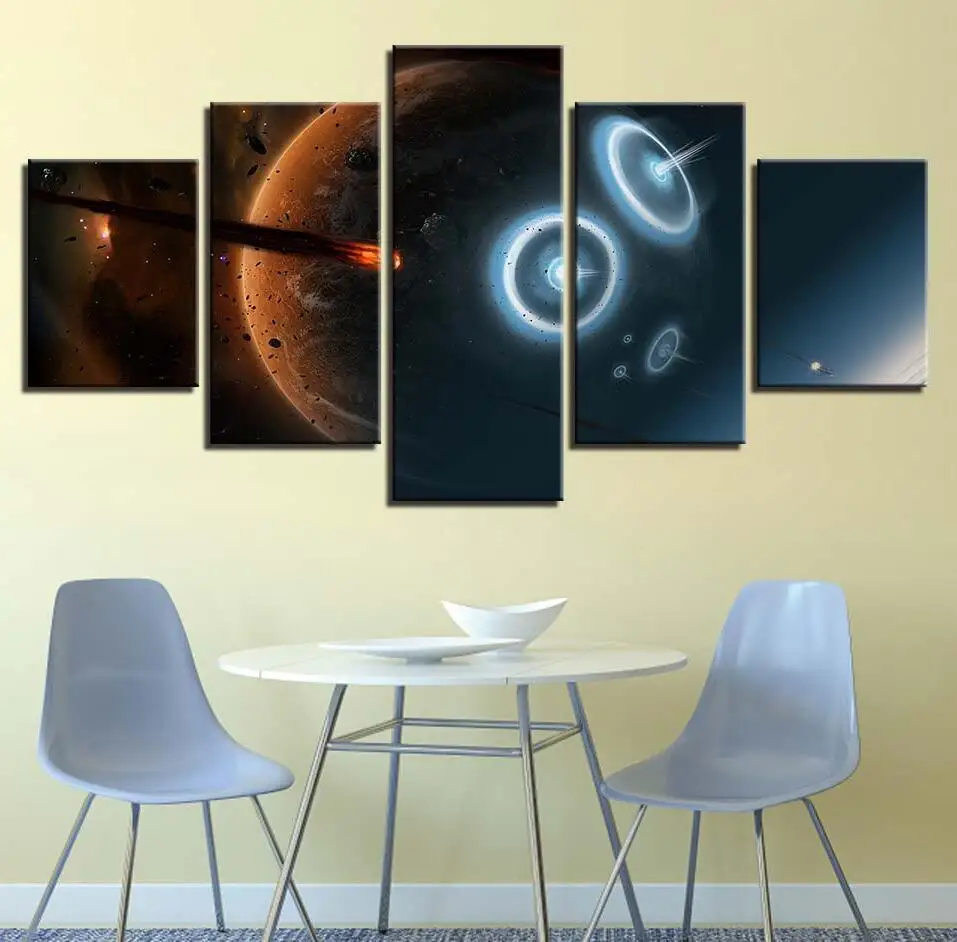 

Framework Landscape Picture Decoration Home Living Room Wall HD Printed 5 Pieces Planet Earth Painting Modular Canvas Poster Art