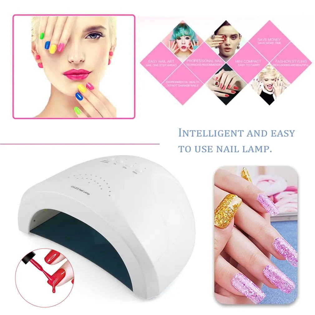 2 в 1 УФ лампа для ногтей Сушилка светодиодный аппарат дизайна 48 Вт 365 нм + 405 сушка и
