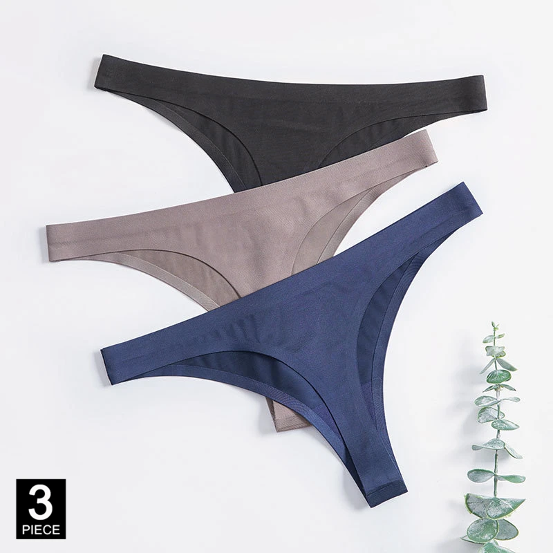 Трусы-стринги женские шелковые бесшовные 3 шт./компл. | Женская одежда