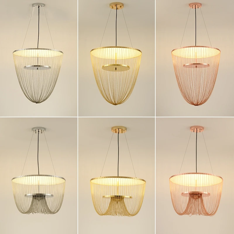 

Nordic Creative Gold Chain Pendant Lights Living Room Dining Room Kitchen Home Decor Hanging Lamps Iron Art Decor Light Fixtures