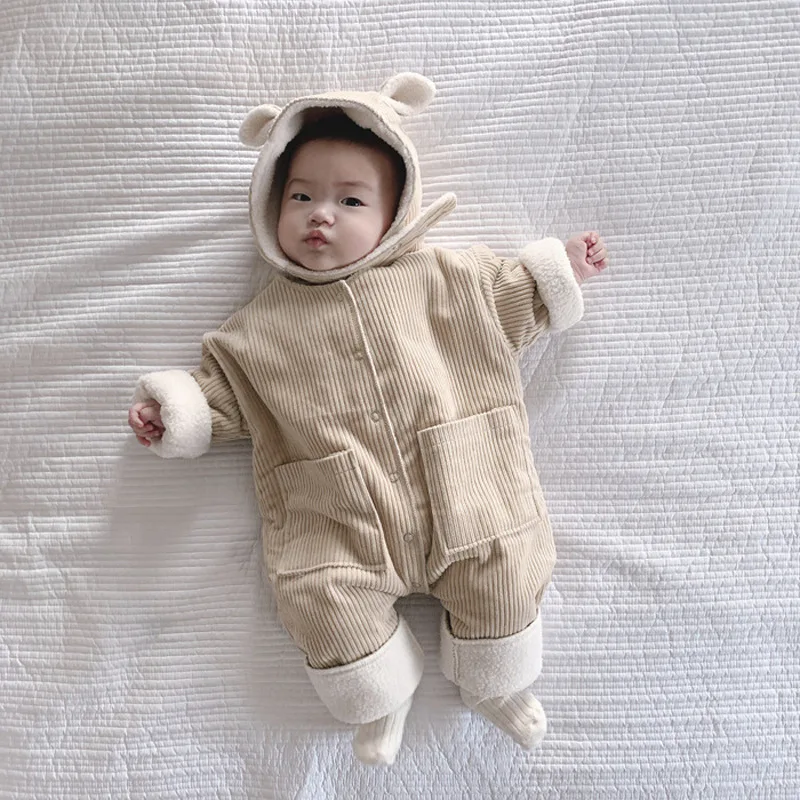 

Rompers Full Sleeve Single Breasted Ankle Length Hooded Cotton New Fashion Casual Warm Winter Autumn Children Unisex