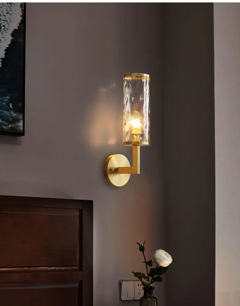 Домашний медный настенный светильник для спальни прикроватный американский