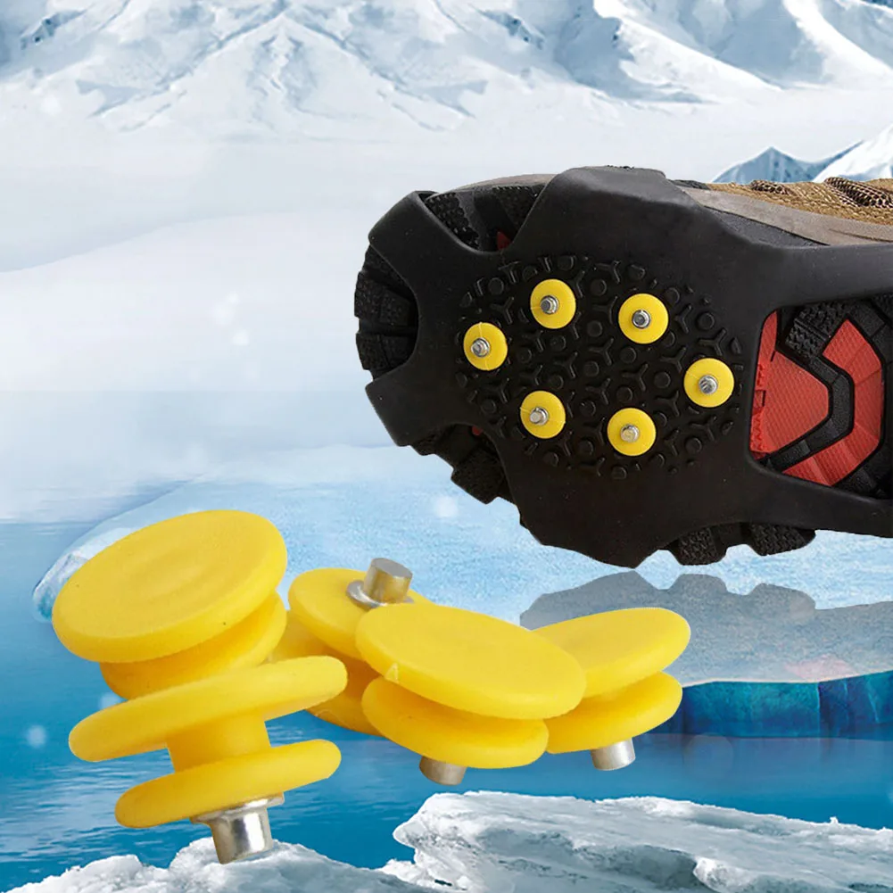 

100pcs Yellow Winter Outdoor Sports Practical Cleats Hiking Ice Gripper Non Slip Climbing Spare Crampon Replacement Parts Pet