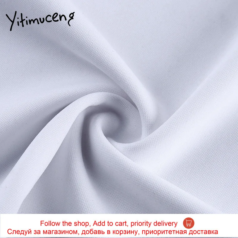 

Yitimuceng Shirring Dress Sexy Pencil White Summer 2021 Spaghetti Strap Trumpet Mermaid Lady Dresses Sleeveless Pullover Fashion