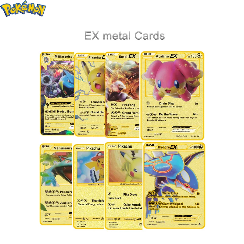 Juego de cartas de Pok&eacute;mon Gx Mega, juguetes de batalla de Metal, Pikachued, Blastoise, Charizard, colecci&oacute;n-0