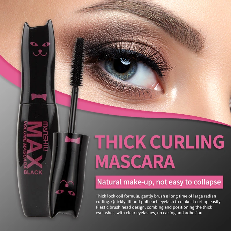 

make up MAX volume curling Mascara waterproof thick lash extention natural makeup eye Black cat kitty cute lashes eye lashes
