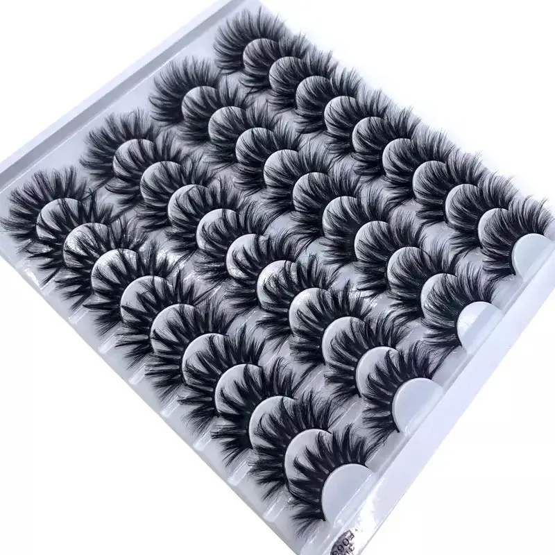 

20 Pairs 14-23 mm 3d Mink Lashes Bulk Faux Thick Long Wispy Natural Mink Lashes Pack Short Wholesales Natural False Eyelashes