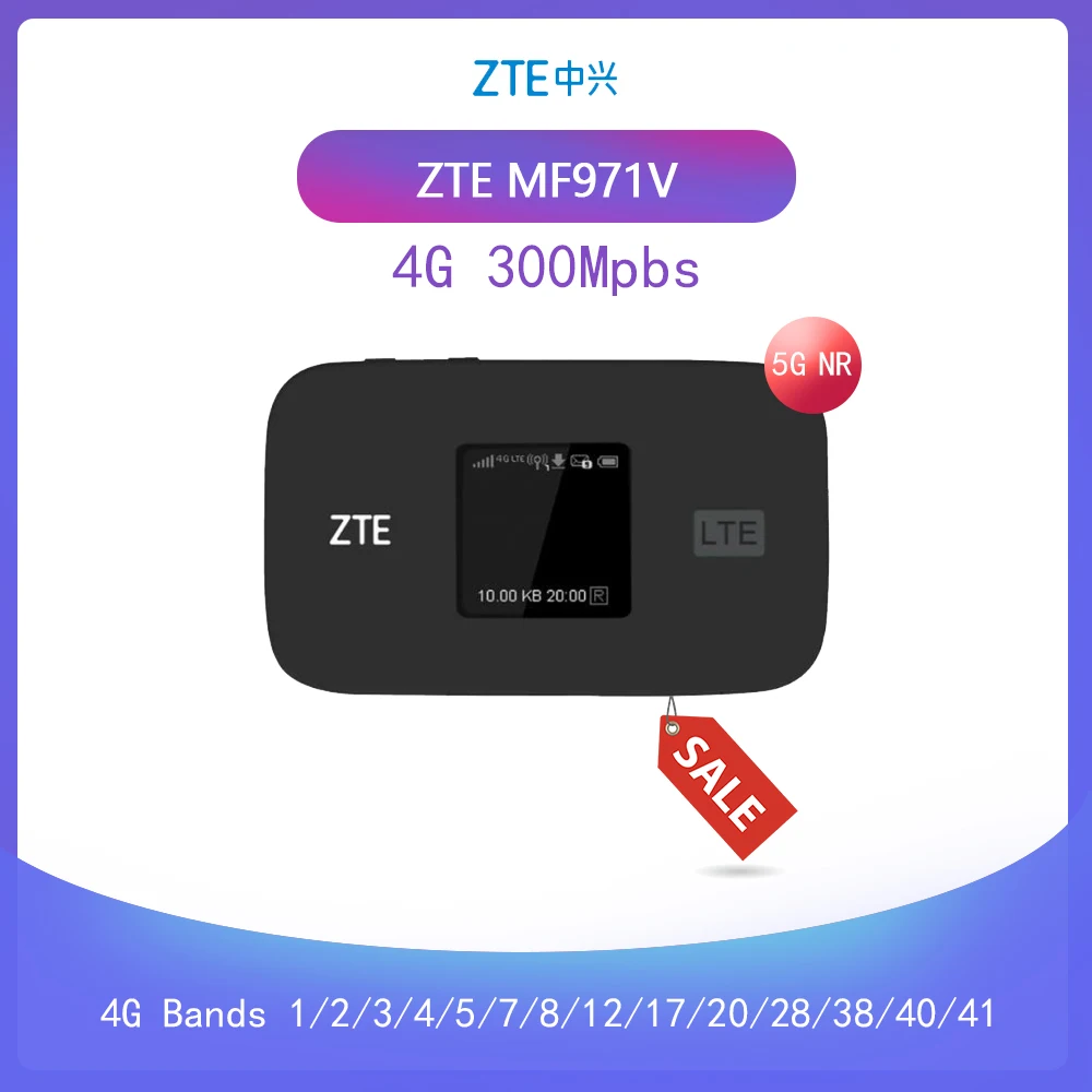      ZTE MF971V 4G + LTE Cat6, 300 /, Wi-Fi, 4G, mifi  FDD B1/2/3/4/5/7/8/17 & 12/20/28  TDD B38