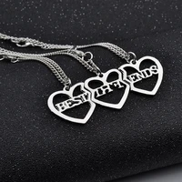 for family friends necklace three pieces of love splicing pendant fashion zinc alloy