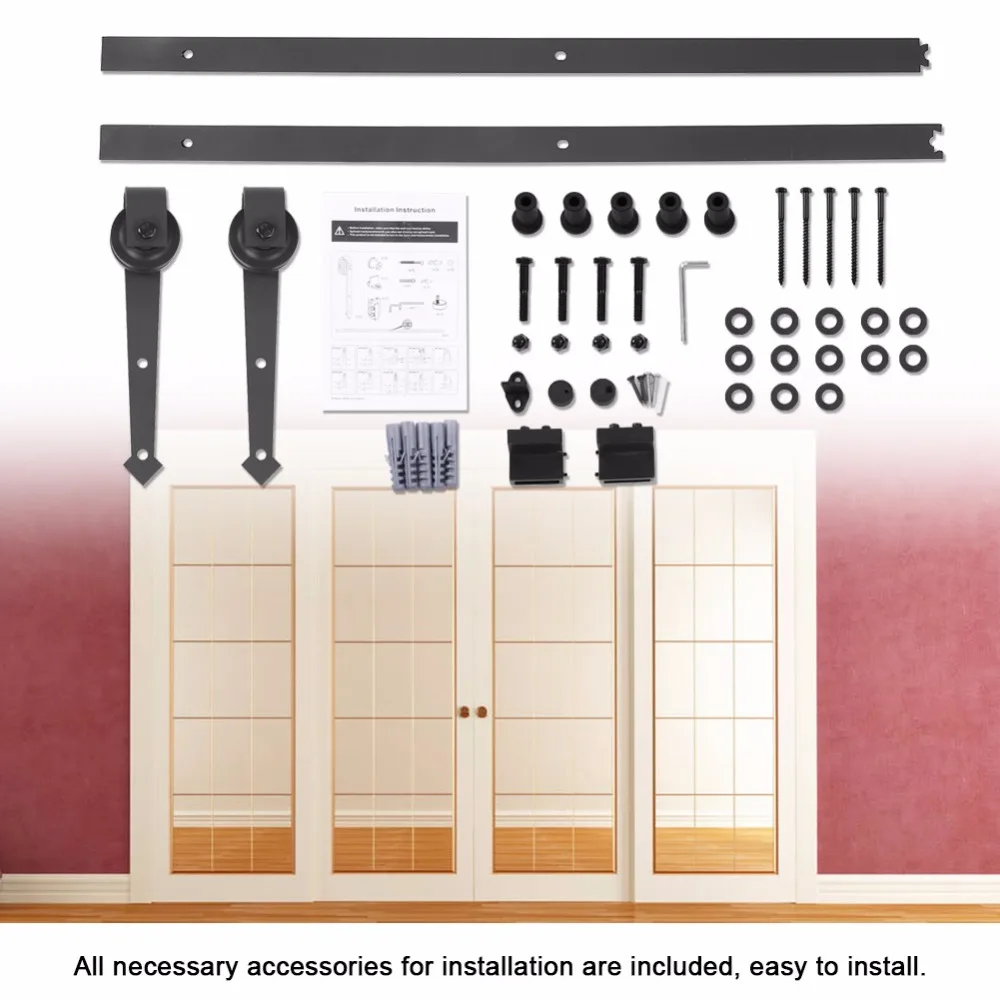 6FT оборудование для раздвижной двери сарая роликовые рельсы Набор