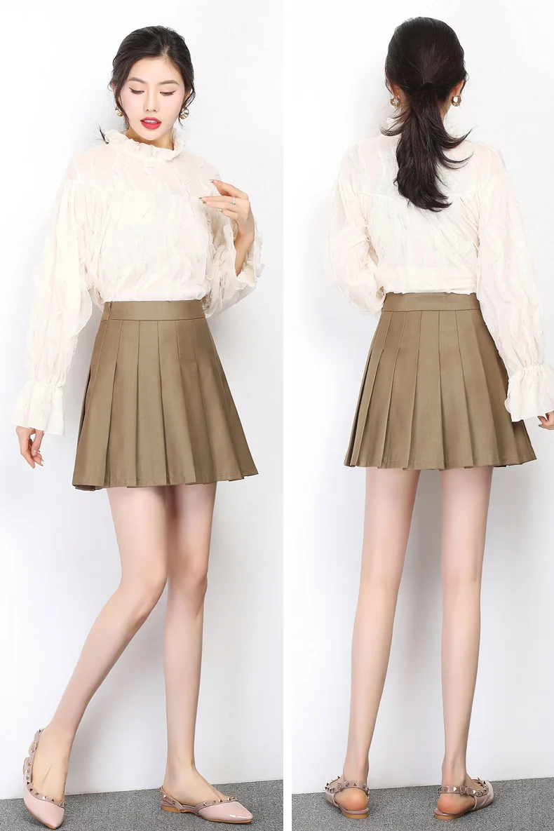 

Women High Waist Mini Pleated Skirt Slim Casual Korean Elegant Chic Office Lady Work Formal Short Skirts Plus Size M- 4XL 2829