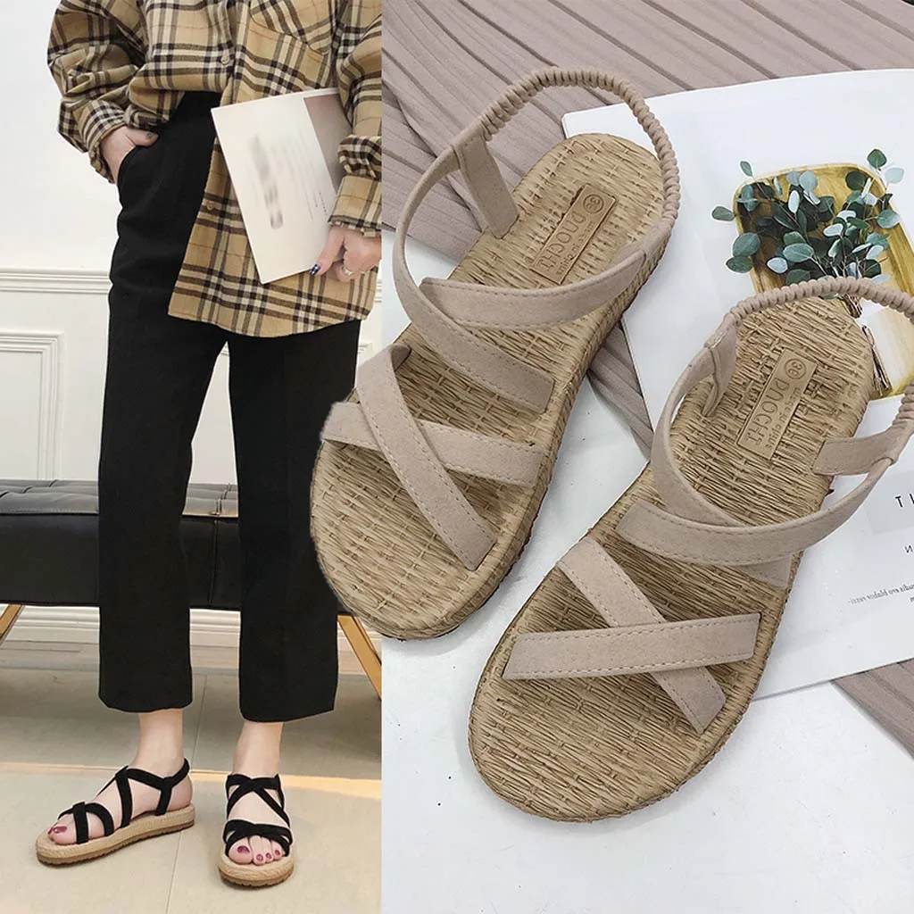 

women sandals 2020 hot fashion Women Summer Beach Roman Sandal ladies Open Toe flat sandal Casual female shoes