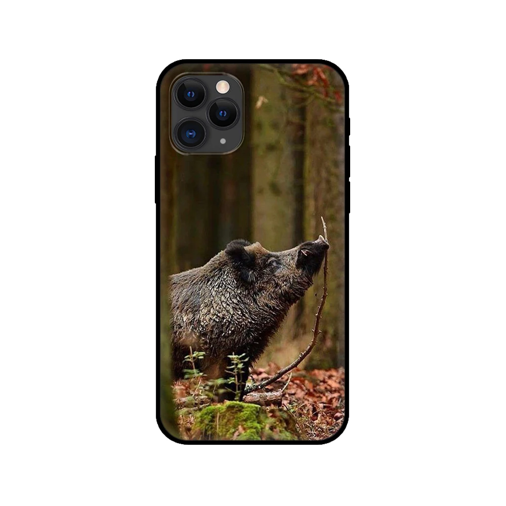 black tpu case for iphone 5 5s se 2020 6 6s 7 8 plus x 10 xr xs 11 12 mini pro max back cover wild boar free global shipping