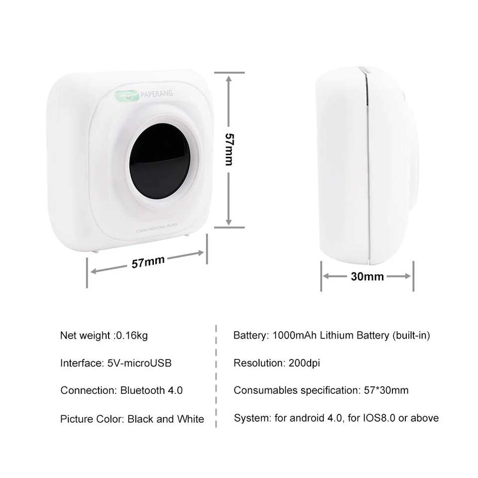 PAPERANG P1 портативный Bluetooth 4,0 принтер термальный фото телефон Беспроводное подключение мини карманные принтеры для iOS Android Windows